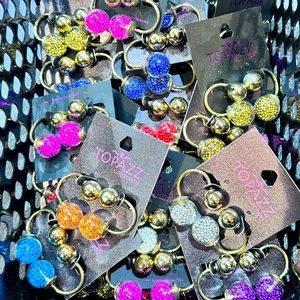 Mixed box of 50 pairs: Topazz Bobble Back Earrings